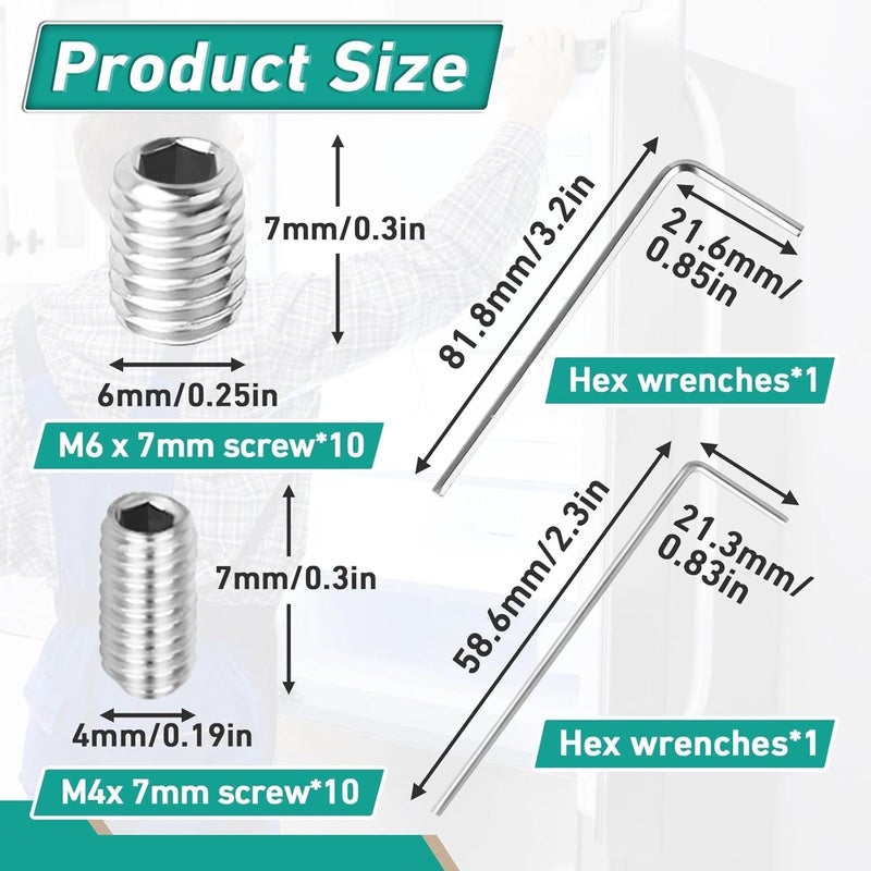 Gfdoso 10 Packs W11366418 Refrigerator Freezer Door Handle Mounting Set Screw Compatible with Most Refrigerators, AM 1-5-1 - EA221008/EA230910 - Equipped with Hex Wrench for Installatio - Image 3